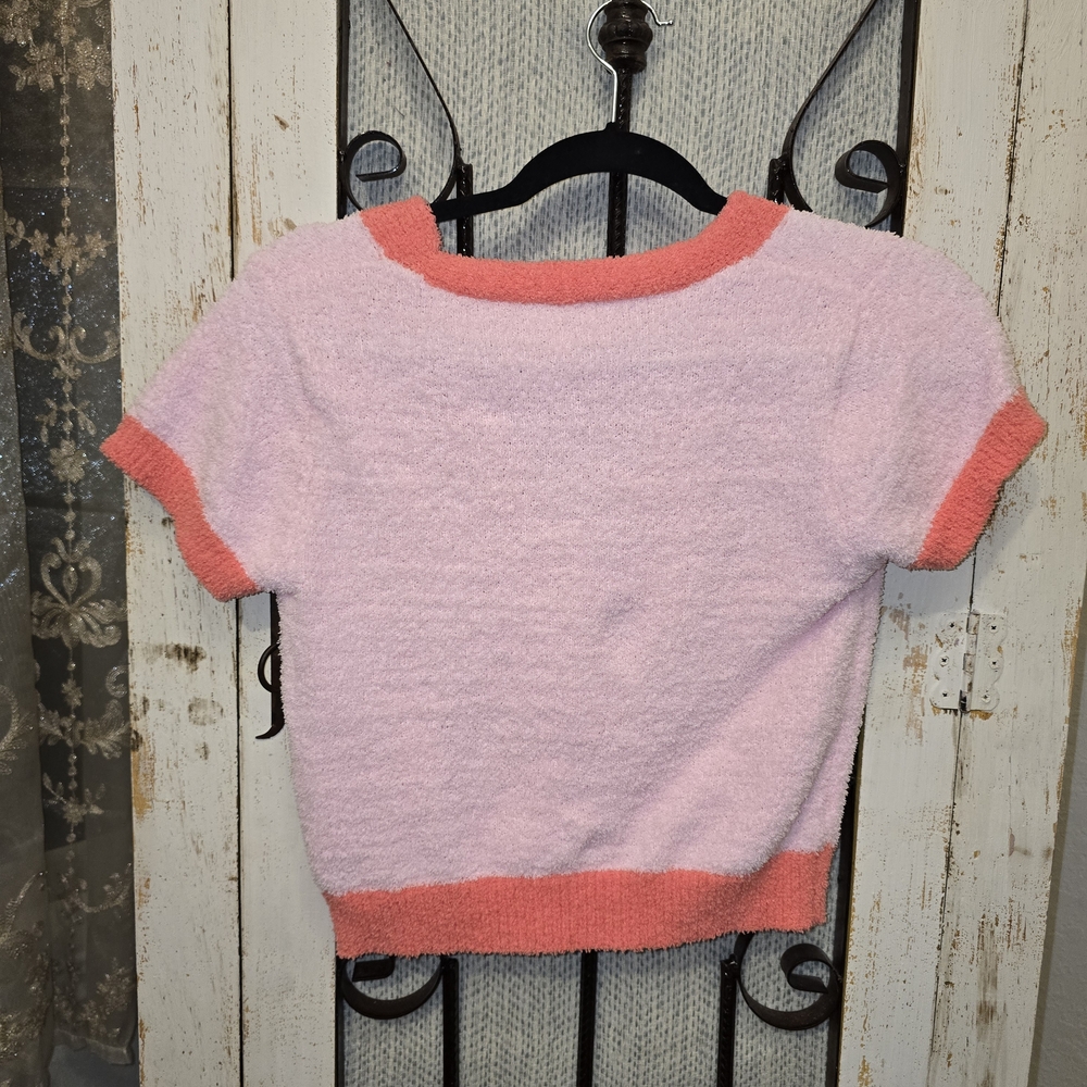 Cabana Pink and Coral Crop Cardigan - Picture 6 of 6